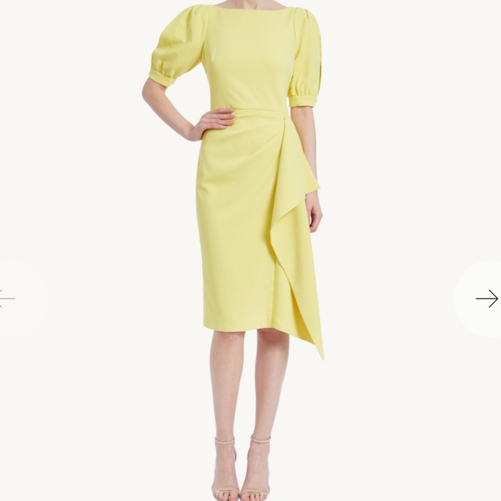 Badgley Mischka Professional Puff-Sleeve Day Dress Size 4 NWT